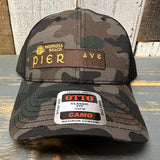 Hermosa Beach PIER AVE 6 Panel Low Profile Trucker Hat - Camo/Black
