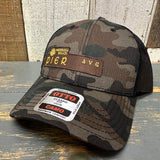 Hermosa Beach PIER AVE 6 Panel Low Profile Trucker Hat - Camo/Black