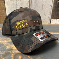 Hermosa Beach PIER AVE 6 Panel Low Profile Trucker Hat - Camo/Black