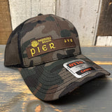 Hermosa Beach PIER AVE 6 Panel Low Profile Trucker Hat - Camo/Black