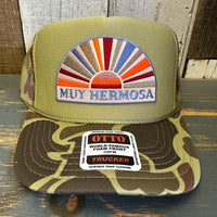 Hermosa Beach MUY HERMOSA Trucker Hat - CAMOUFLAGE Green/Light Loden/Green