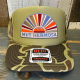 Hermosa Beach MUY HERMOSA Trucker Hat - CAMOUFLAGE Green/Light Loden/Green