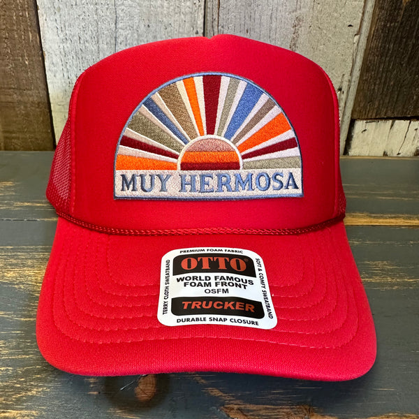 Hermosa Beach MUY HERMOSA High Crown Trucker Hat - Red