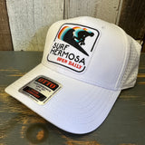 Hermosa Beach SURF HERMOSA :: OPEN DAILY - 6 Panel Low Profile Baseball Cap - White