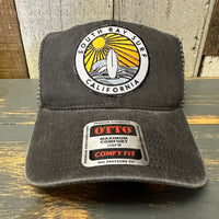 SOUTH BAY SURF (Multi Color Patch) 6 Panel Low Profile Trucker Hat - Black/Charcoal