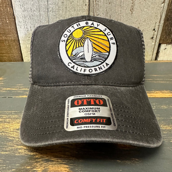 SOUTH BAY SURF (Multi Color Patch) 6 Panel Low Profile Trucker Hat - Black/Charcoal