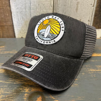 SOUTH BAY SURF (Multi Color Patch) 6 Panel Low Profile Trucker Hat - Black/Charcoal