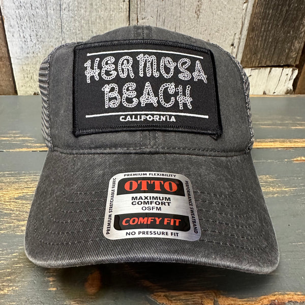 Hermosa Beach ROPER 6 Panel Low Profile Trucker Hat - Black/Charcoal