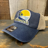 Hermosa Beach FIESTA Low Profile Trucker Hat - Vintage Wash Navy Blue/Khaki
