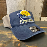 Hermosa Beach FIESTA Low Profile Trucker Hat - Vintage Wash Navy Blue/Khaki
