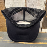 Hermosa Beach PIER AVE 5 Panel High Crown Mesh Back Trucker Hat- Black/Gold