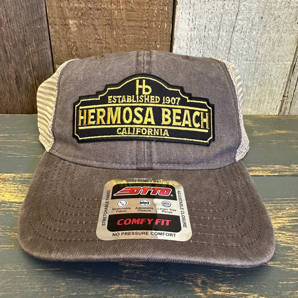 Hermosa Beach ARE YOUR ESTABLISHED? 6 Panel Low Profile "OTTO COMFY FIT" Trucker Hat - Dark Brown/Dark Brown/Khaki