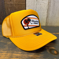 Hermosa Beach  RETRO SUNSET High Crown Trucker Hat - Gold