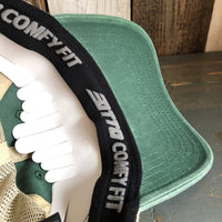 Hermosa Beach HERMOSA AVE 6 Panel Low Profile "OTTO COMFY FIT" Mesh Back Trucker Hat - Dark Green/Dark Green/Khaki