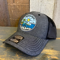 Hermosa Beach SHOREFRONT 6 Panel Low Profile Mesh Back Trucker Hat - Faded Black/Black