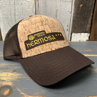 Hermosa Beach HERMOSA AVE Premium Cork Low Profile Mesh Back Trucker Hat - (Brown/Cork)