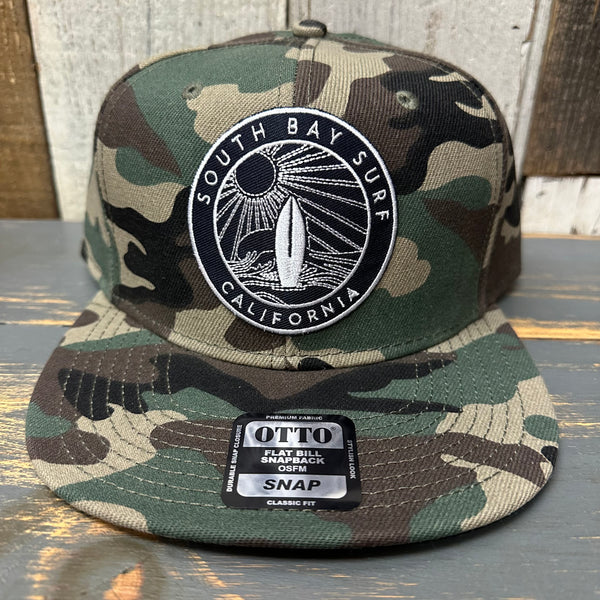 SOUTH BAY SURF (Navy Patch) 6-Panel Mid Profile Snapback Hat - Camo