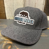Hermosa Beach SURFING GRIZZLY BEAR Melton Wool Blend Baseball Cap - Heather Grey
