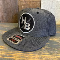 Hermosa Beach SKATEBOARDING WAS NEVER A CRIME 6 Panel Mid Profile Snapback Hat - Chambray Black