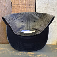 Hermosa Beach SURF HERMOSA :: OPEN DAILY 6 Panel Mid Profile Snapback Hat - Chambray Black