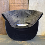Hermosa Beach SURF HERMOSA :: OPEN DAILY 6 Panel Mid Profile Snapback Hat - Chambray Black