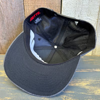 Hermosa Beach SURF HERMOSA :: OPEN DAILY 6 Panel Mid Profile Snapback Hat - Chambray Black