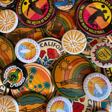 Hermosa Beach + California Inspired Pin-Back Buttons