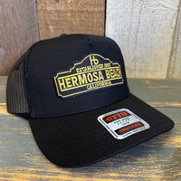 Hermosa Beach ARE YOU ESTABLISHED? - 5 Panel Mid Profile Mesh Back Trucker Hat - Black