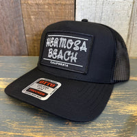 Hermosa Beach ROPER - 5 Panel Mid Profile Mesh Back Trucker Hat - Black