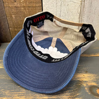 Hermosa Beach MUY HERMOSA Low Profile Trucker Hat - Vintage Wash Navy Blue/Khaki