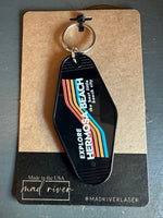 EXPLORE HERMOSA BEACH - THE BEST LITTLE BEACH CITY Retro Rainbow Motel Key Chain: : Black