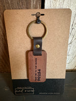 TAKE ME TO THE SHORE : 90254 : Hermosa Beach Wood and Leather Keychain with Engraving on Both Sides