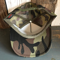 Hermosa Beach RETRO SUNSET Trucker Hat - Full Camouflage