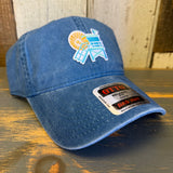 Sky blue cotton dad hat, 6-panel low profile, features LIFEGUARD TOWER 6 patch and sticker on brim.
