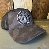 SOUTH BAY SURF (Navy Colored Patch) :: "OTTO FLEX" 6 Panel Low Profile Mesh Back Trucker Hat - Midnight Camo