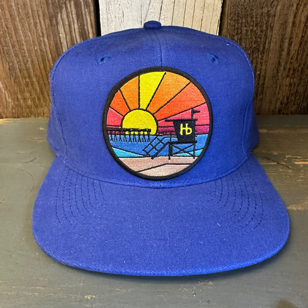 Hermosa Beach OBLIGATORY SUNSET - 6 Panel Mid Profile Baseball Cap - Blue