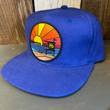 Hermosa Beach OBLIGATORY SUNSET - 6 Panel Mid Profile Baseball Cap - Blue