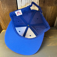 Hermosa Beach SURF HERMOSA :: OPEN DAILY - 6 Panel Mid Profile Baseball Cap - Blue