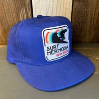 Hermosa Beach SURF HERMOSA :: OPEN DAILY - 6 Panel Mid Profile Baseball Cap - Blue