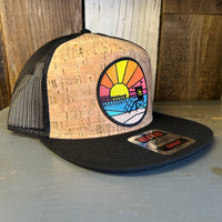 Hermosa Beach OBLIGATORY SUNSET Premium Cork Trucker Hat (Black)
