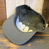 Cypress green 5-panel hat with GRAND TETON NATION PARK 1929 and shark tooth pattern on brim. Cotton blend material.