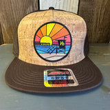 Hermosa Beach OBLIGATORY SUNSET Premium Cork Trucker Hat (Brown)
