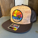 Hermosa Beach OBLIGATORY SUNSET Premium Cork Trucker Hat (Brown)