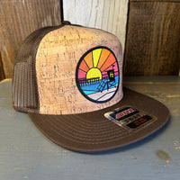 Hermosa Beach OBLIGATORY SUNSET Premium Cork Trucker Hat (Brown)