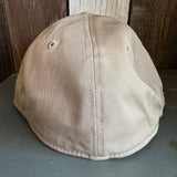 SOUTH BAY SURF (Navy Colored Patch)  :: "FLEX" 6 Panel Mid Profile Flat Visor Baseball Cap - Khaki