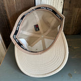 SOUTH BAY SURF (Navy Colored Patch)  :: "FLEX" 6 Panel Mid Profile Flat Visor Baseball Cap - Khaki