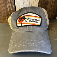 Hermosa Beach RETRO SUNSET 6 Panel Low Profile Mesh Hat - Light Grey/Khaki