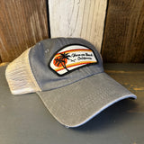 Hermosa Beach RETRO SUNSET 6 Panel Low Profile Mesh Hat - Light Grey/Khaki