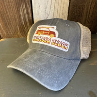 Hermosa Beach WOODIE 6 Panel Low Profile Mesh Hat - Light Grey/Khaki