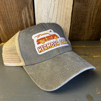 Hermosa Beach WOODIE 6 Panel Low Profile Mesh Hat - Light Grey/Khaki